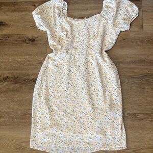 Eve Yellow Floral Dress with Puff Sleeves